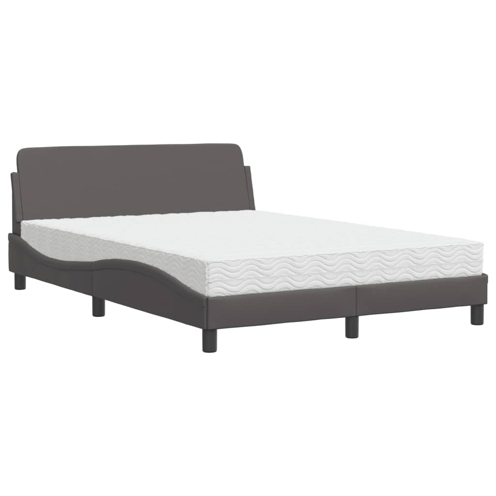 Krevet s madracem Dover sivi 140x190 cm od umjetne kože