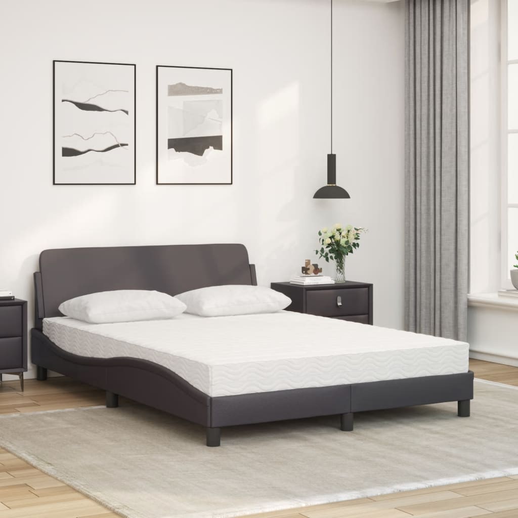 Krevet s madracem Dover sivi 140x190 cm od umjetne kože