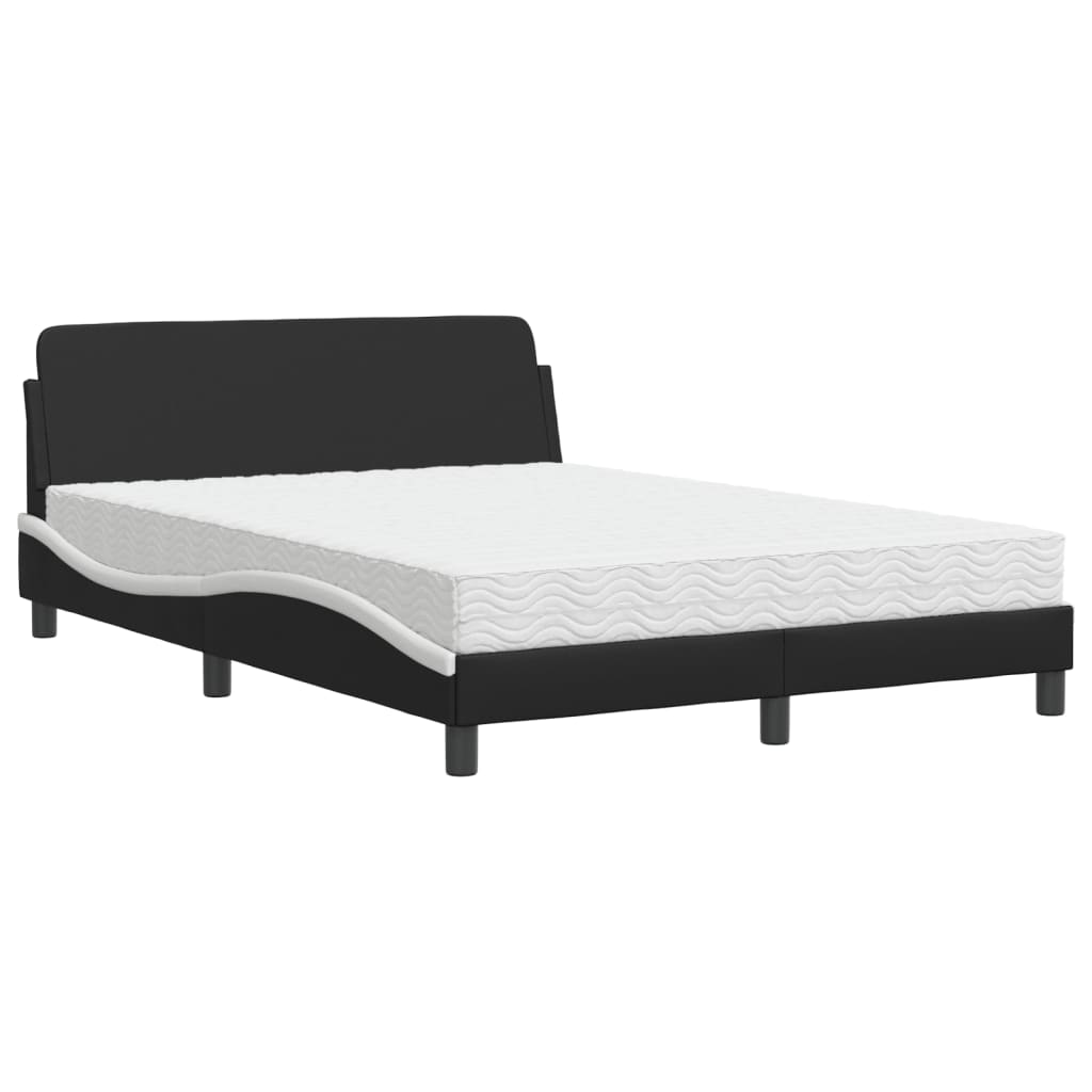 Krevet s madracem Dover crno-bijeli 140 x 190 cm od umjetne kože