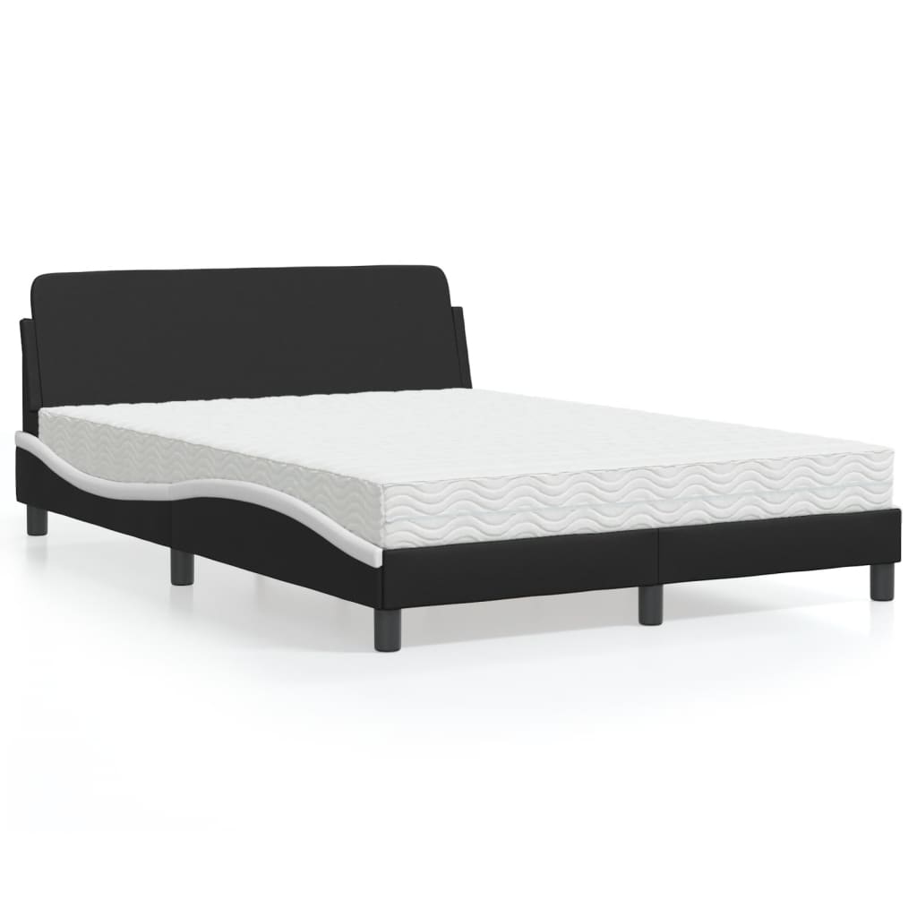 Krevet s madracem Dover crno-bijeli 140 x 190 cm od umjetne kože