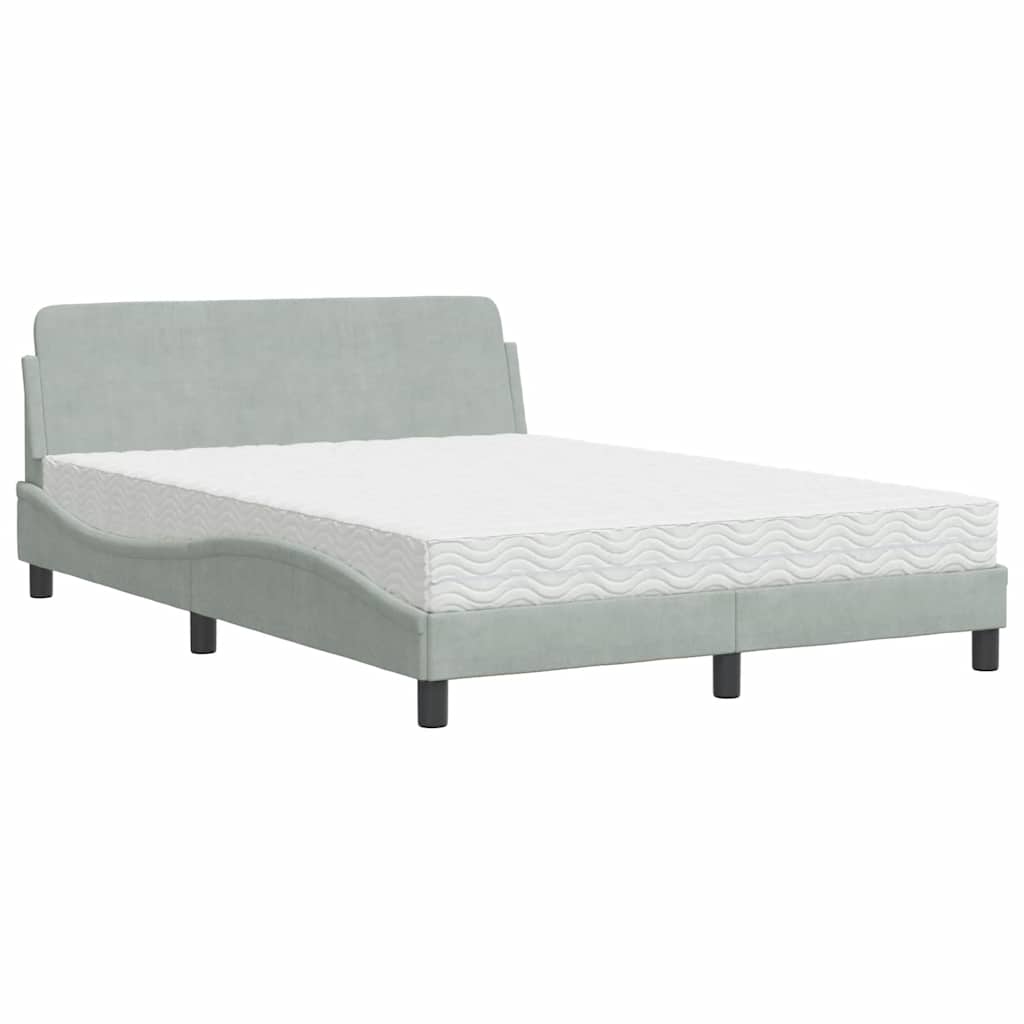 Krevet s madracem Dover svjetlosivi 140x200 cm baršunasti