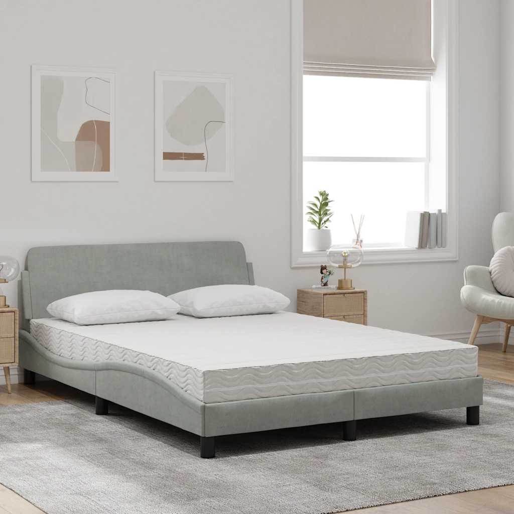 Krevet s madracem Dover svjetlosivi 140x200 cm baršunasti