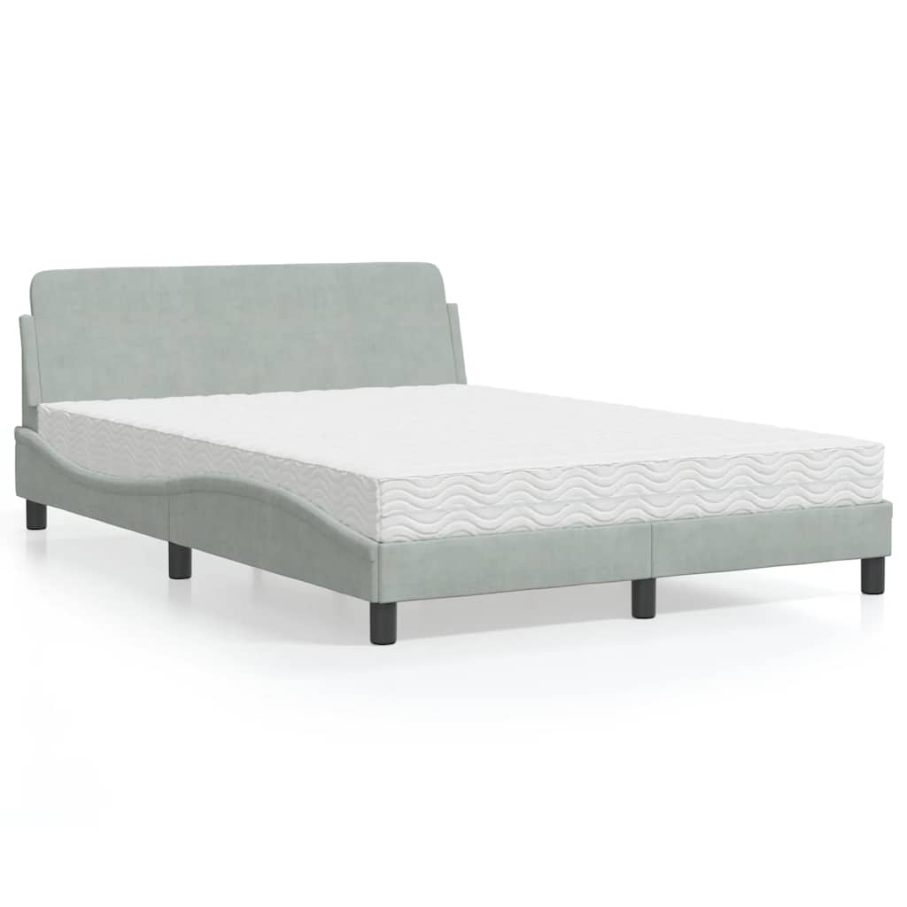 Krevet s madracem Dover svjetlosivi 140x200 cm baršunasti
