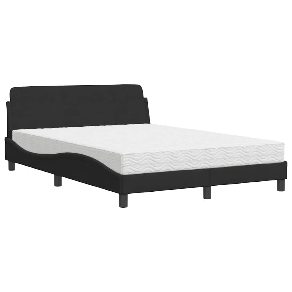 Krevet s madracem Dover crni 140x200 cm baršunasti