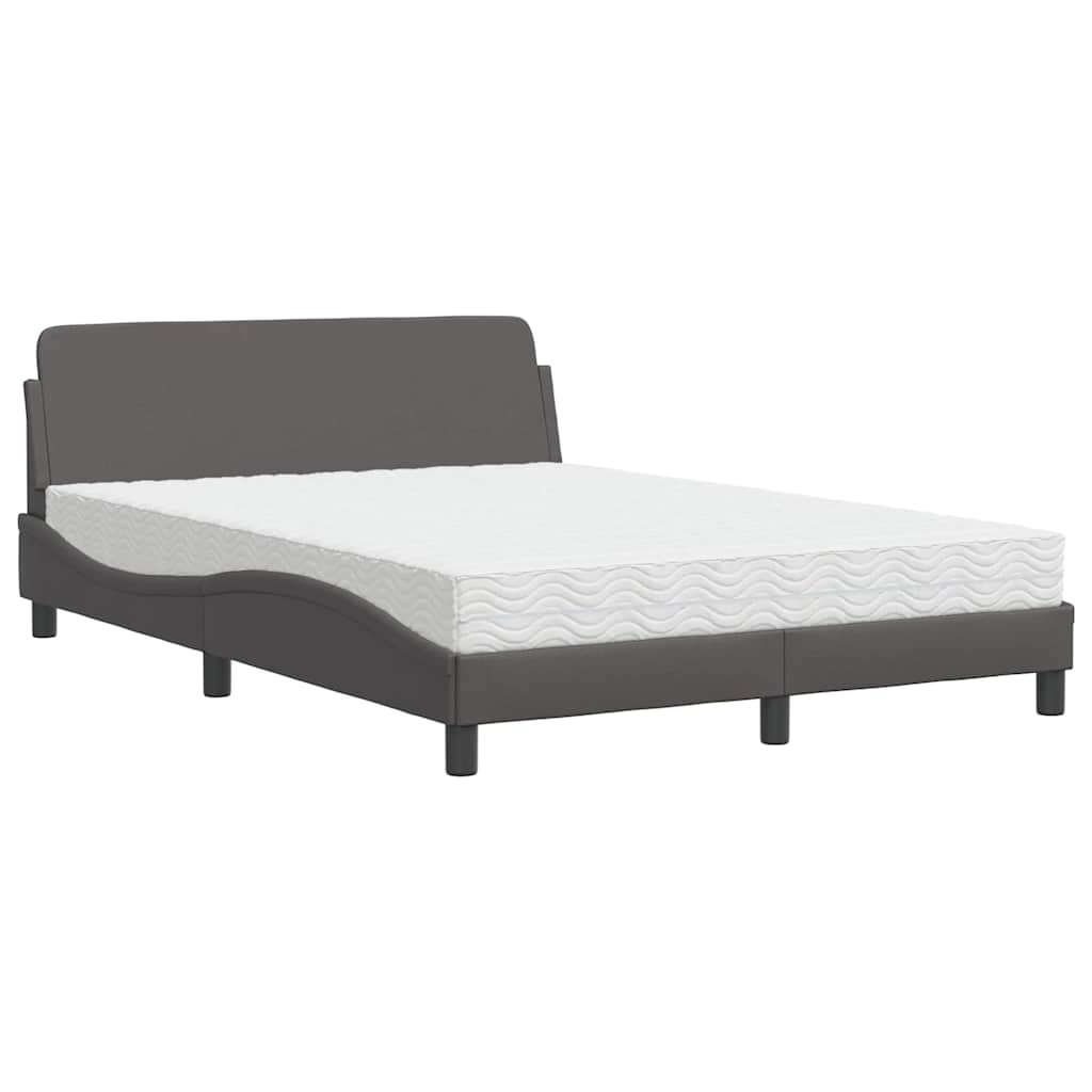 Krevet s madracem Dover sivi 140x200 cm od umjetne kože