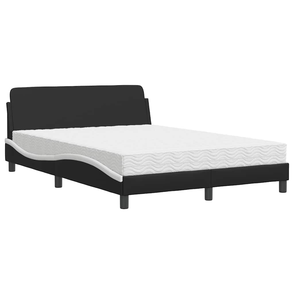 Krevet s madracem Dover crno-bijeli 140 x 200 cm od umjetne kože
