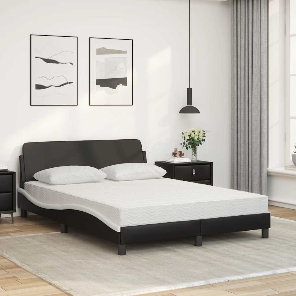 Krevet s madracem Dover crno-bijeli 140 x 200 cm od umjetne kože