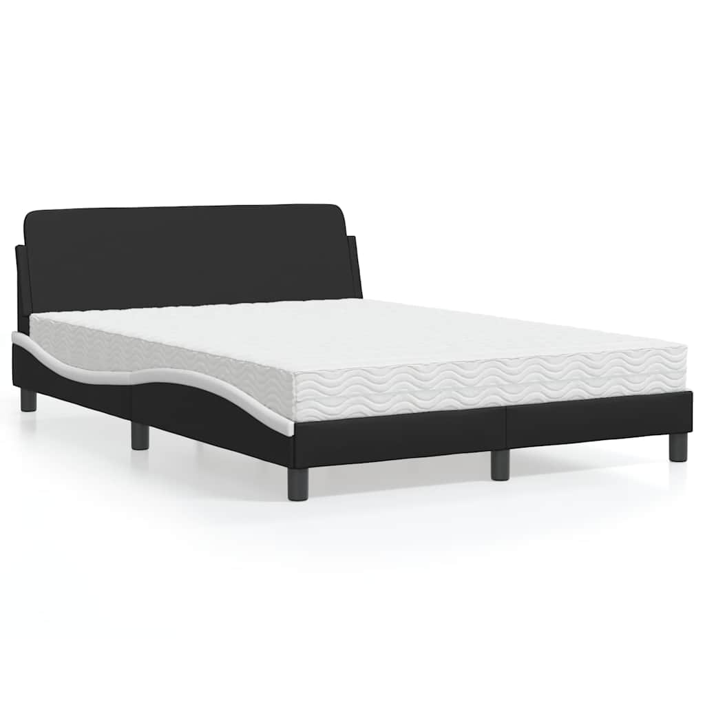 Krevet s madracem Dover crno-bijeli 140 x 200 cm od umjetne kože