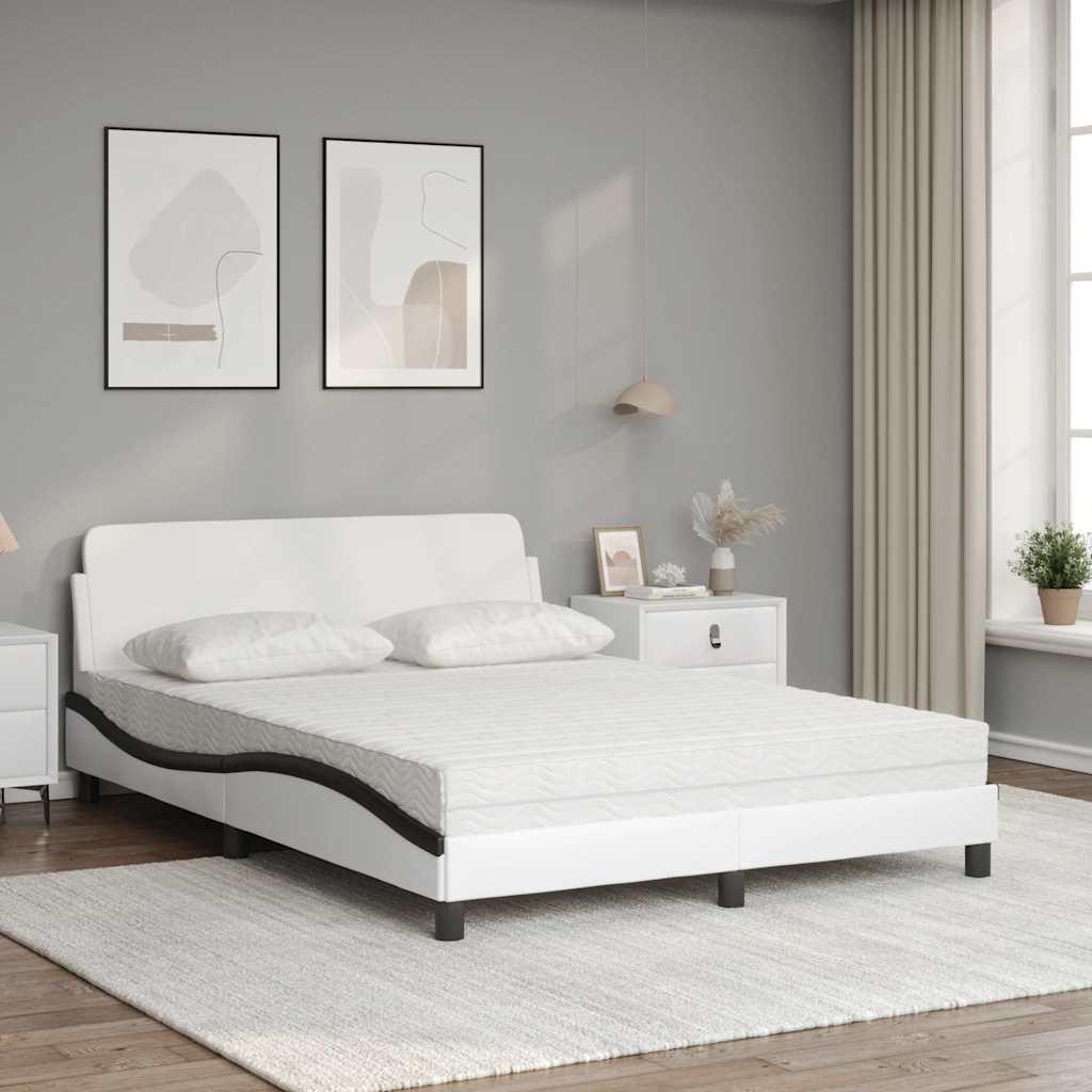 Krevet s madracem Dover bijeli i crni 140 x 200 cm od umjetne kože
