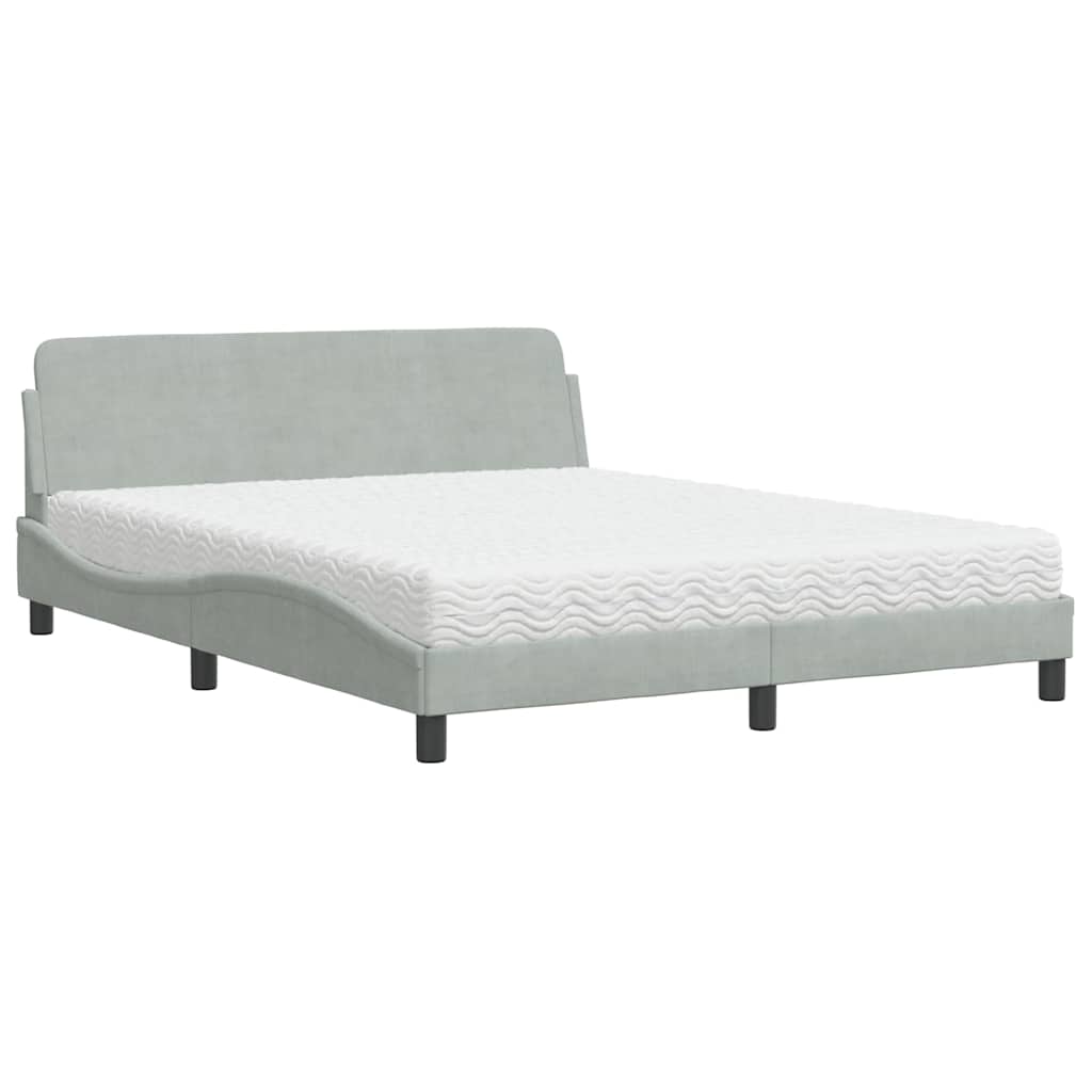 Krevet s madracem Dover svjetlosivi 160x200 cm baršunasti