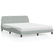 Krevet s madracem Dover svjetlosivi 160x200 cm baršunasti