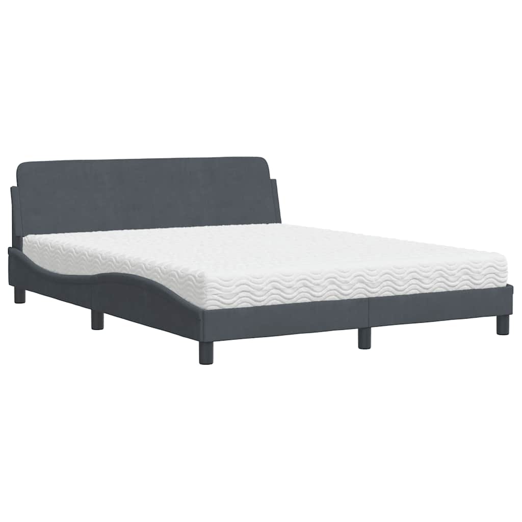 Krevet s madracem Dover tamnosivi 160x200 cm baršunasti