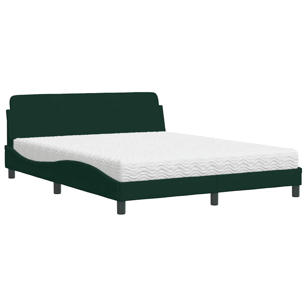 Krevet s madracem Dover tamnozeleni 160x200 cm baršunasti