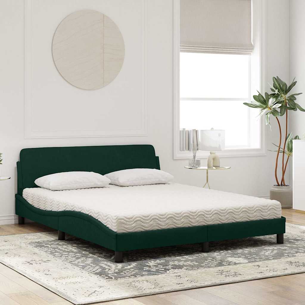 Krevet s madracem Dover tamnozeleni 160x200 cm baršunasti