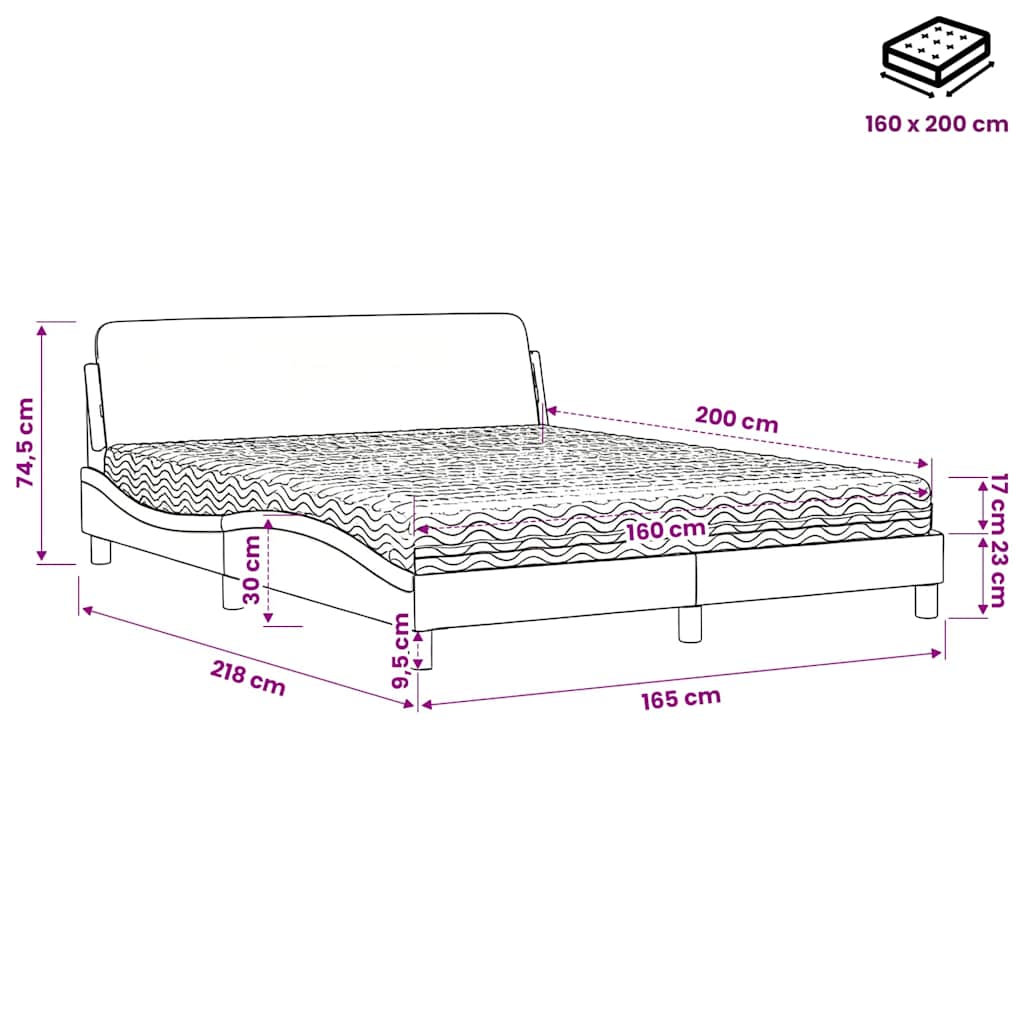 Krevet s madracem Dover tamnozeleni 160x200 cm baršunasti