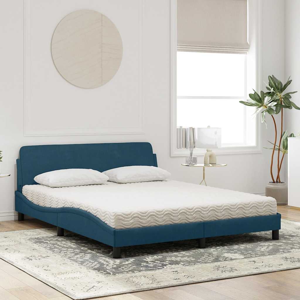 Krevet s madracem Dover plavi 160x200 cm baršunasti