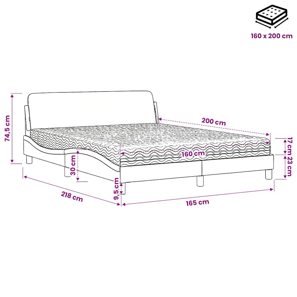 Krevet s madracem Dover crni 160 x 200 cm od umjetne kože
