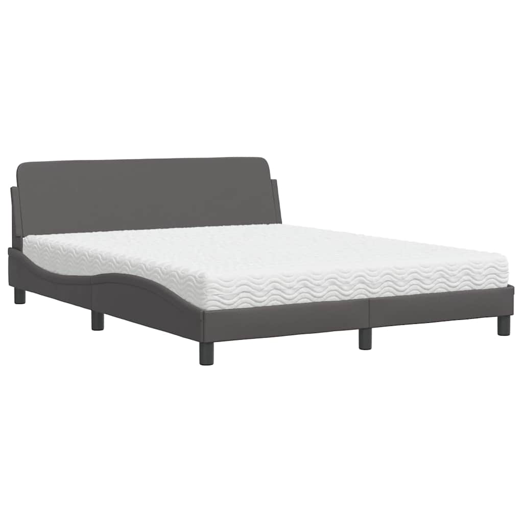 Krevet s madracem Dover sivi 160 x 200 cm od umjetne kože