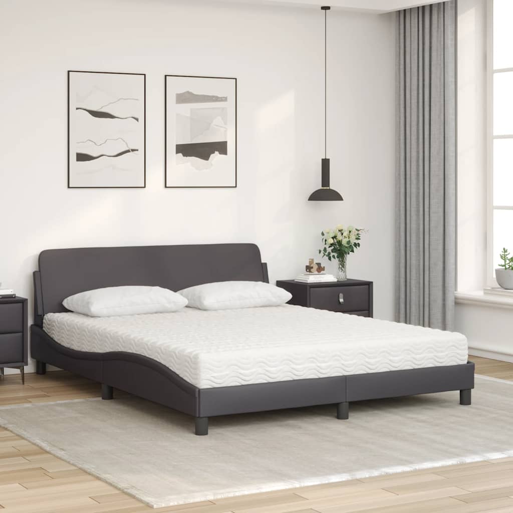 Krevet s madracem Dover sivi 160 x 200 cm od umjetne kože