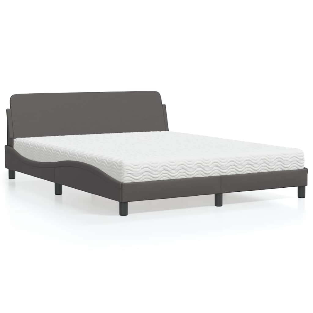 Krevet s madracem Dover sivi 160 x 200 cm od umjetne kože
