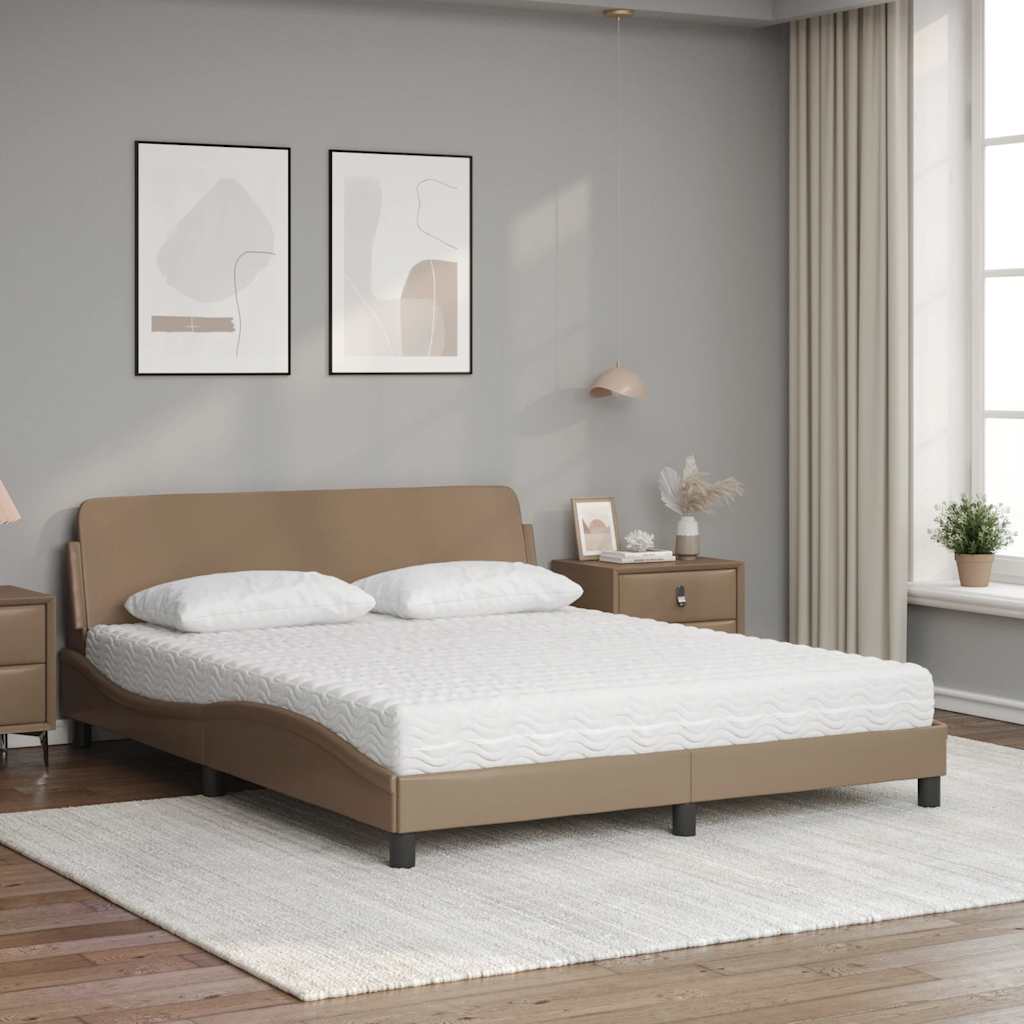 Krevet s madracem Dover cappuccino 160x200 cm od umjetne kože