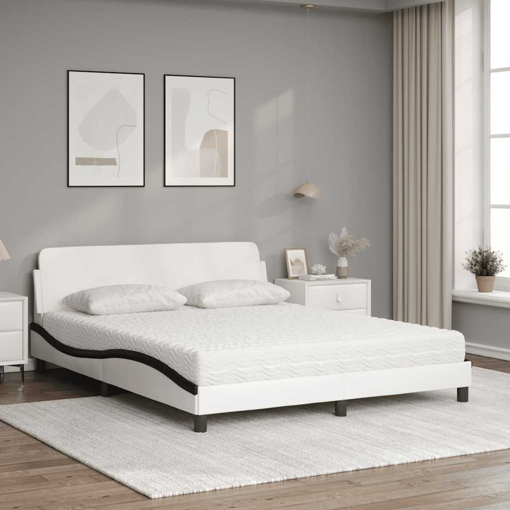 Krevet s madracem Dover bijeli 160x200 cm od umjetne kože