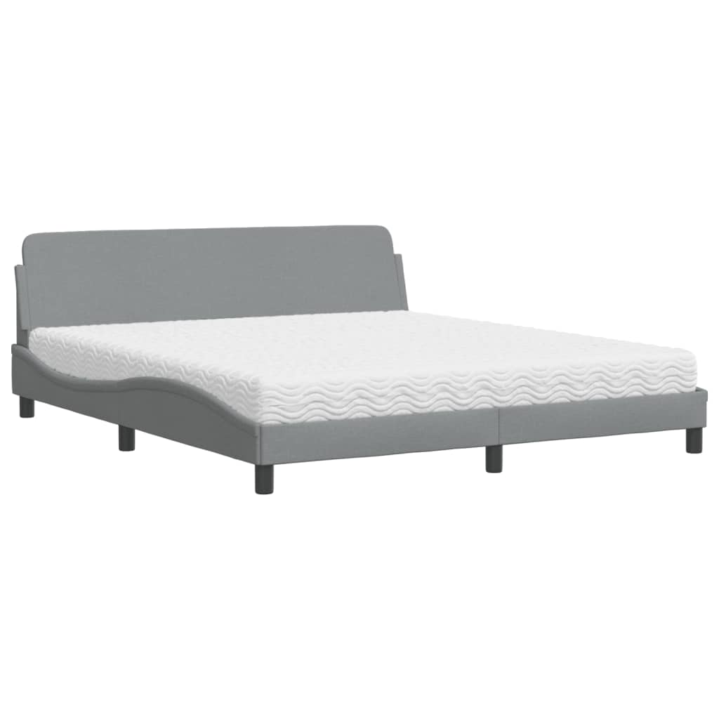 Krevet s madracem Dover svjetlosivi 180x200 cm od tkanine