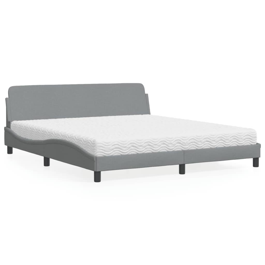 Krevet s madracem Dover svjetlosivi 180x200 cm od tkanine