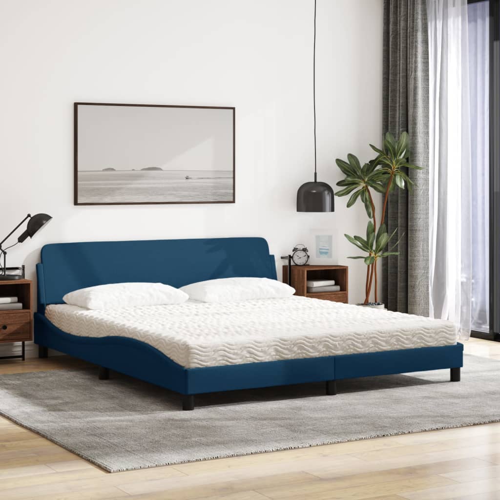 Krevet s madracem Dover plavi 180x200 cm od tkanine