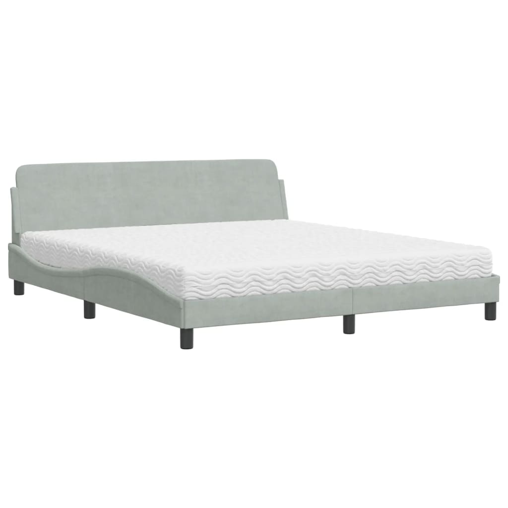 Krevet s madracem Dover svjetlosivi 180x200 cm baršunasti