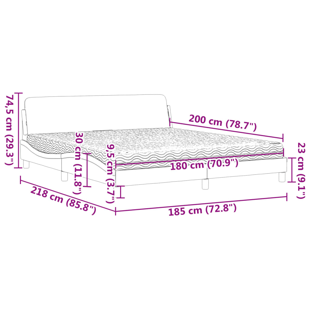 Krevet s madracem Dover svjetlosivi 180x200 cm baršunasti