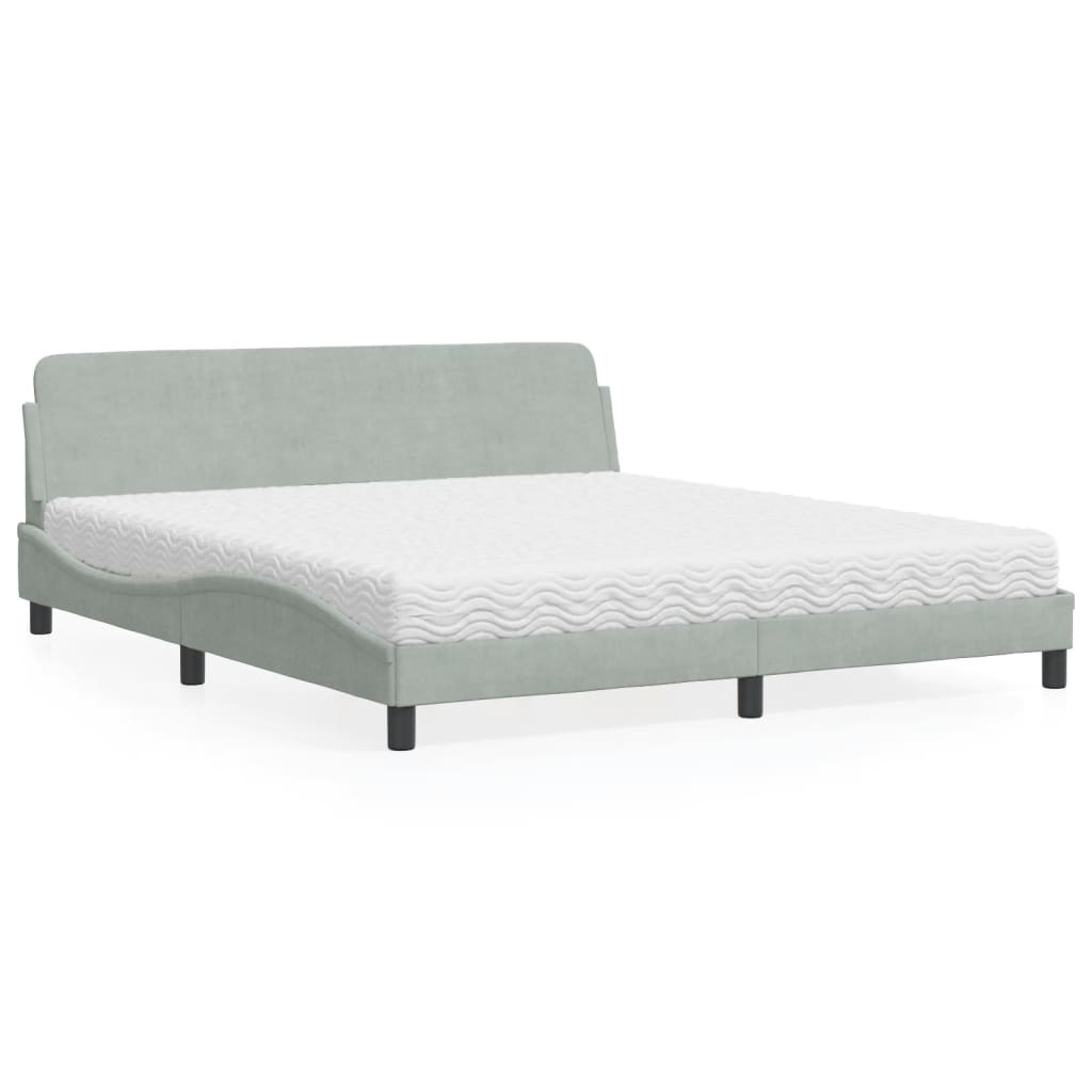 Krevet s madracem Dover svjetlosivi 180x200 cm baršunasti