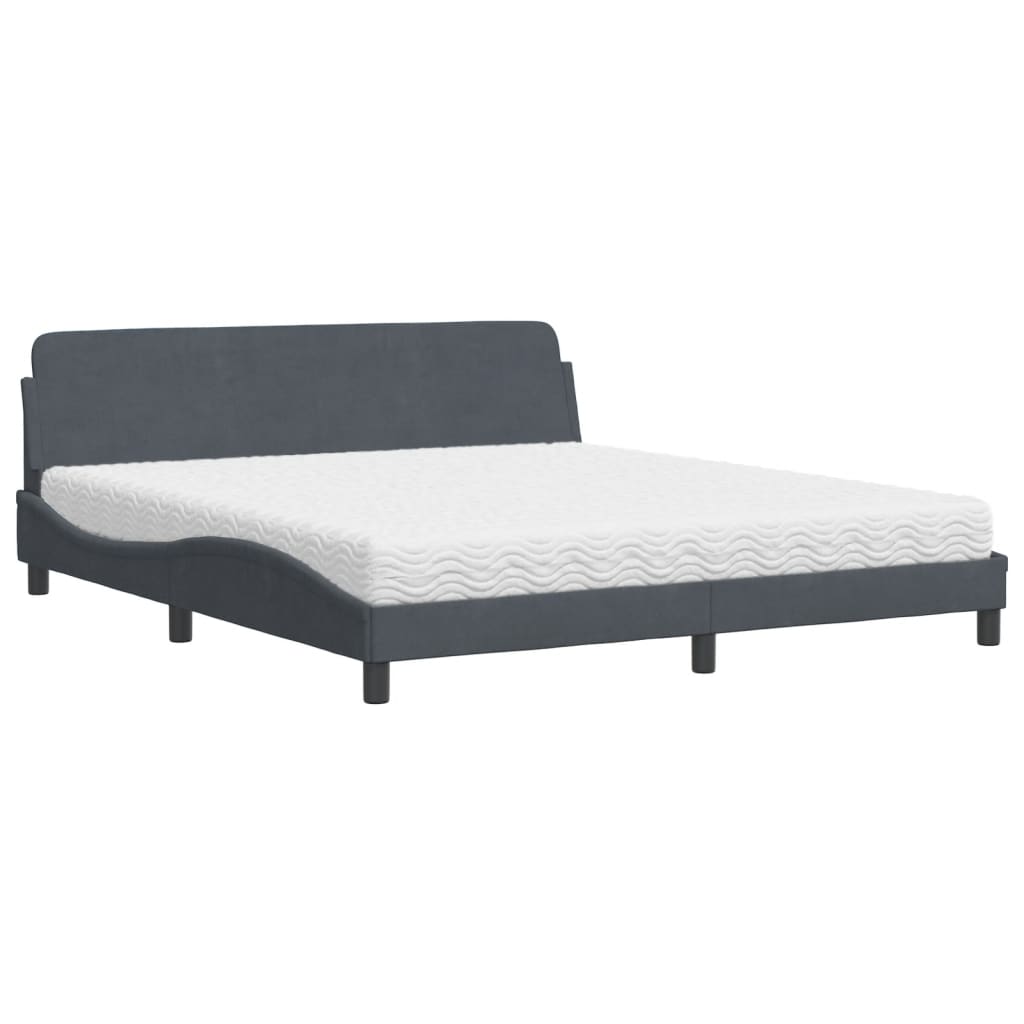 Krevet s madracem Dover tamnosivi 180x200 cm baršunasti