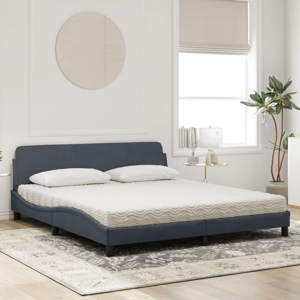 Krevet s madracem Dover tamnosivi 180x200 cm baršunasti
