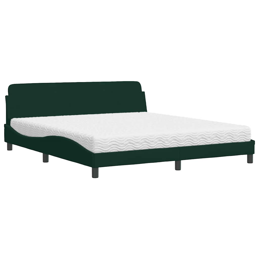 Krevet s madracem Dover tamnozeleni 180x200 cm baršunasti