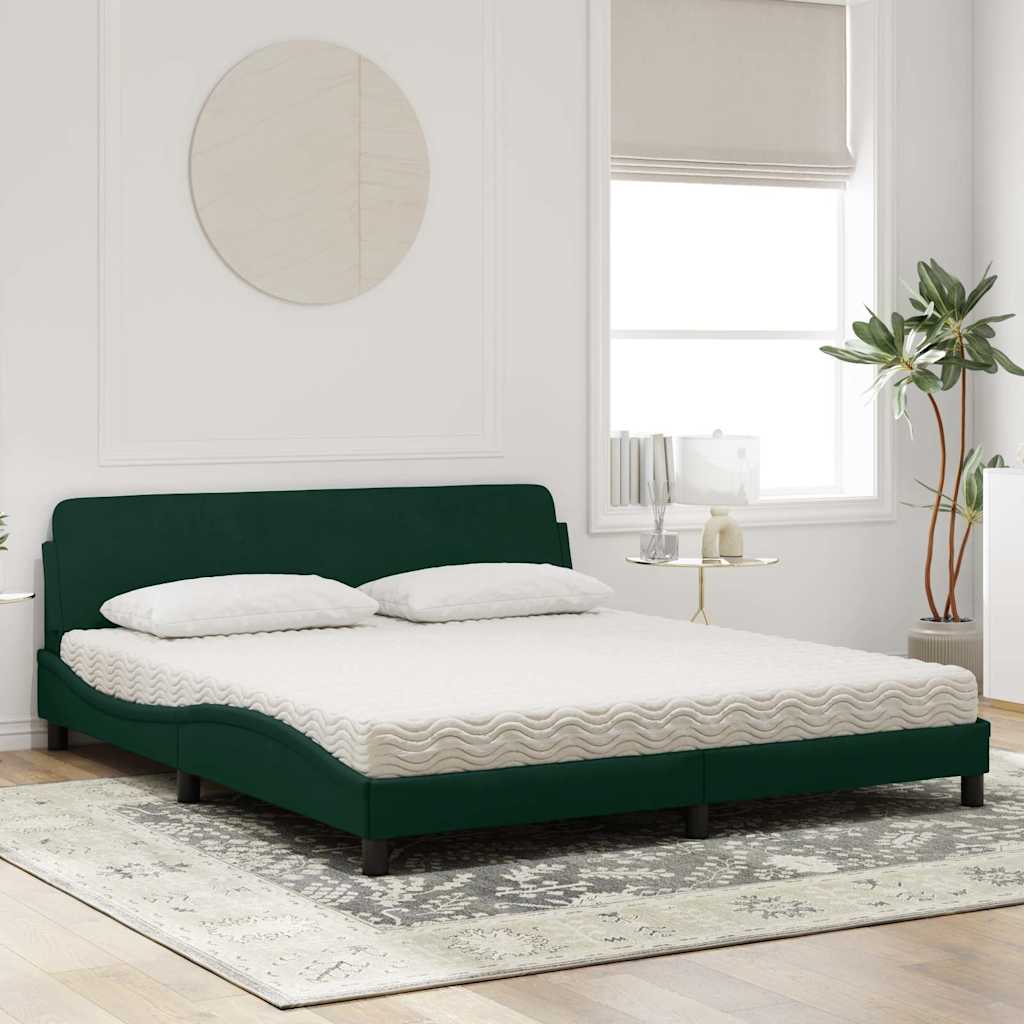 Krevet s madracem Dover tamnozeleni 180x200 cm baršunasti