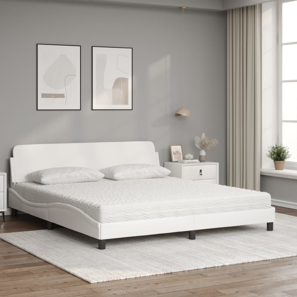 Krevet s madracem Dover bijeli 180 x 200 cm od umjetne kože