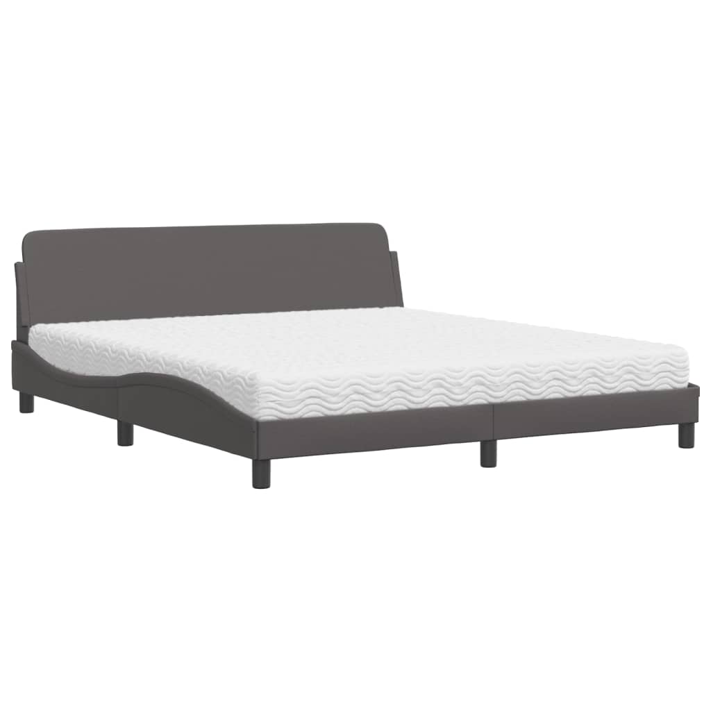 Krevet s madracem Dover sivi 180 x 200 cm od umjetne kože