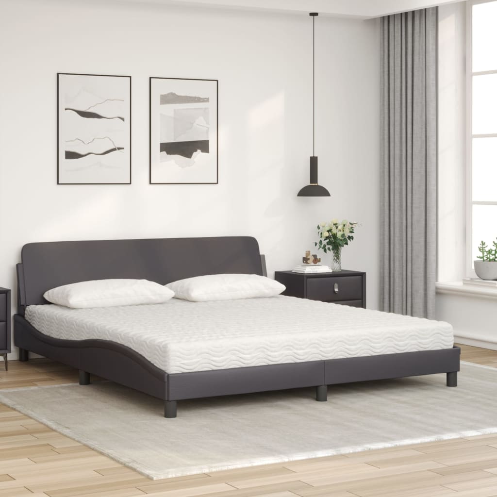 Krevet s madracem Dover sivi 180 x 200 cm od umjetne kože