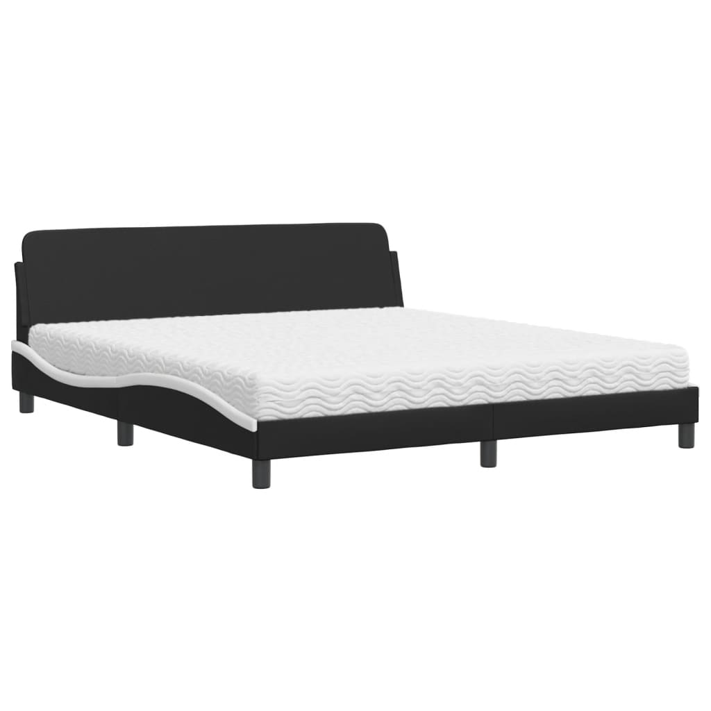 Krevet s madracem Dover crno-bijeli 180 x 200 cm od umjetne kože