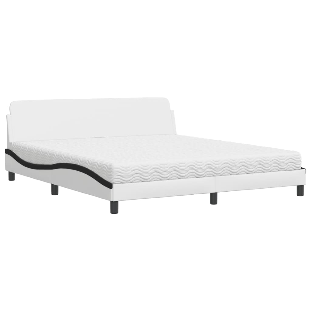 Krevet s madracem Dover bijeli i crni 180 x 200 cm od umjetne kože