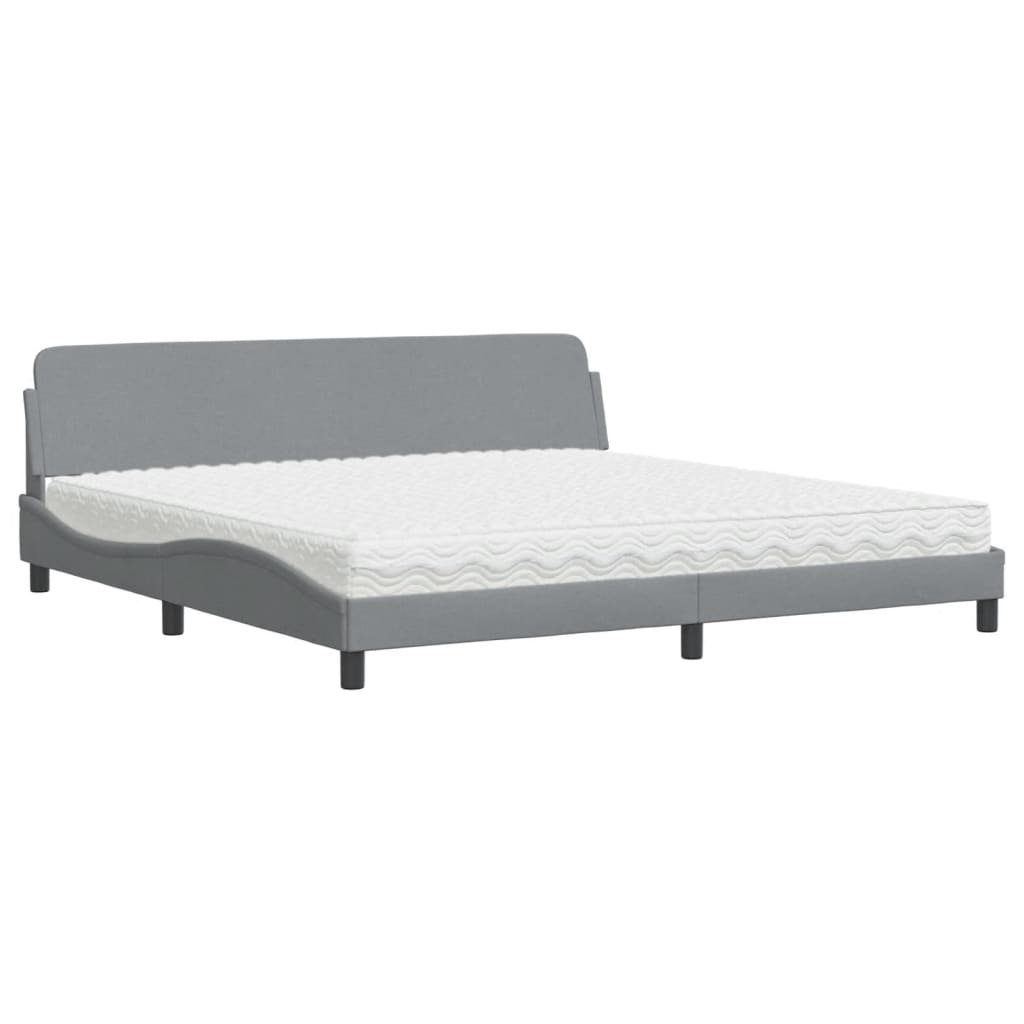 Krevet s madracem Dover svjetlosivi 200 x 200 cm od tkanine