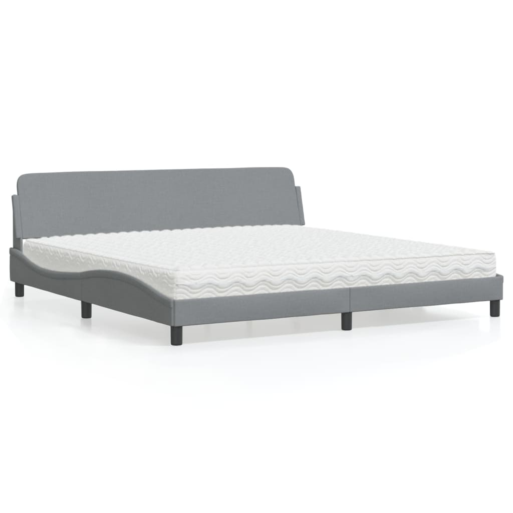 Krevet s madracem Dover svjetlosivi 200 x 200 cm od tkanine