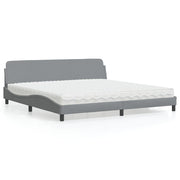 Krevet s madracem Dover svjetlosivi 200 x 200 cm od tkanine