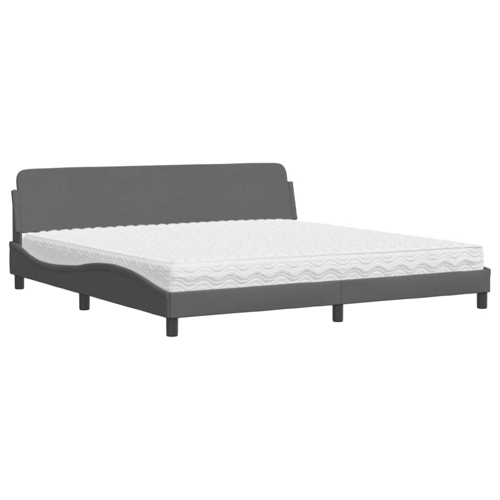 Krevet s madracem Dover tamnosivi 200 x 200 cm od tkanine