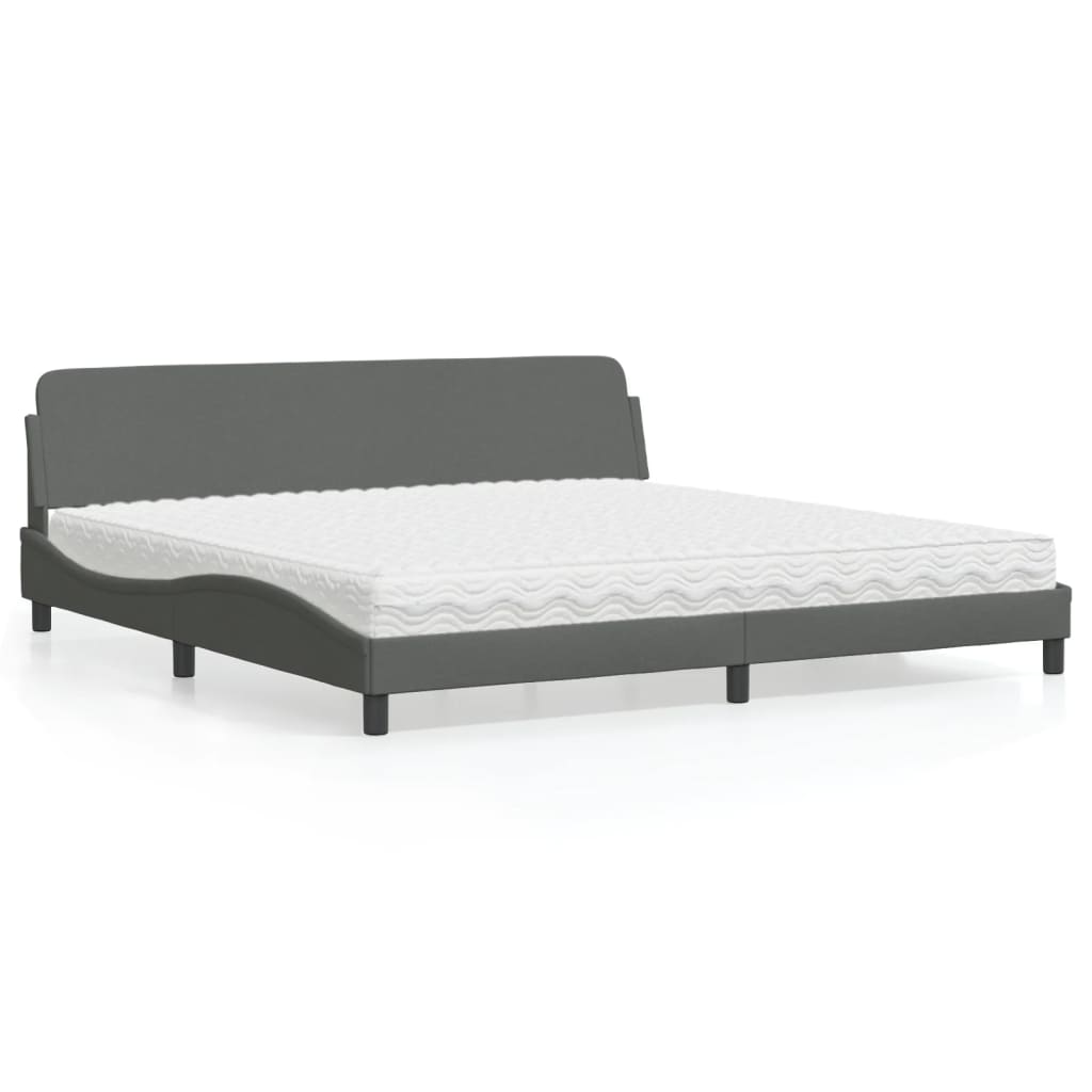 Krevet s madracem Dover tamnosivi 200 x 200 cm od tkanine