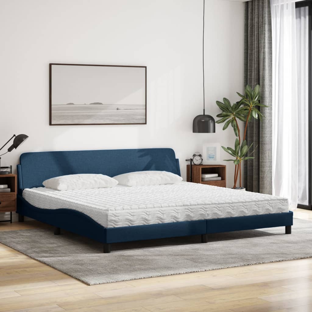 Krevet s madracem Dover plavi 200 x 200 cm od tkanine