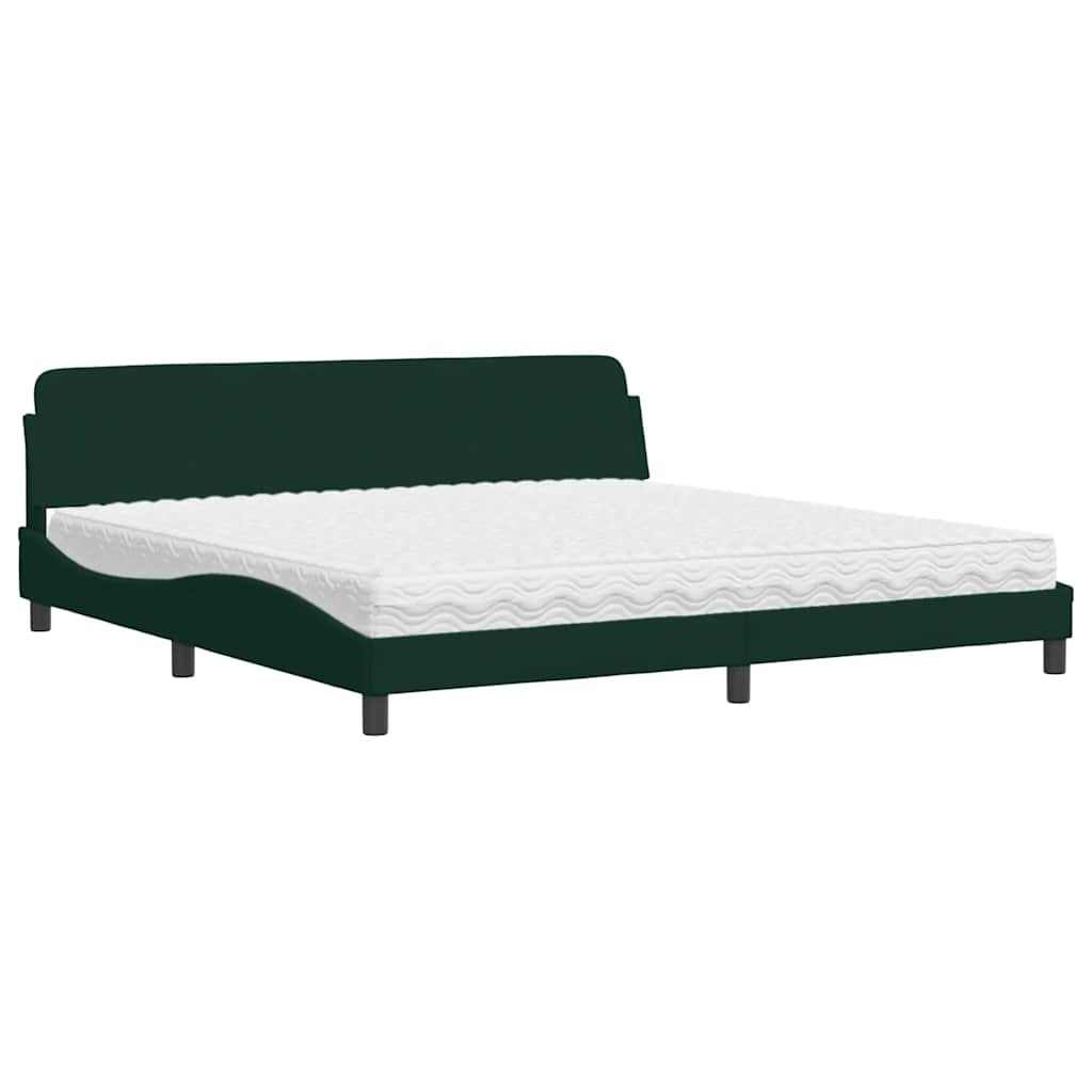 Krevet s madracem Dover tamnozeleni 200x200 cm baršunasti