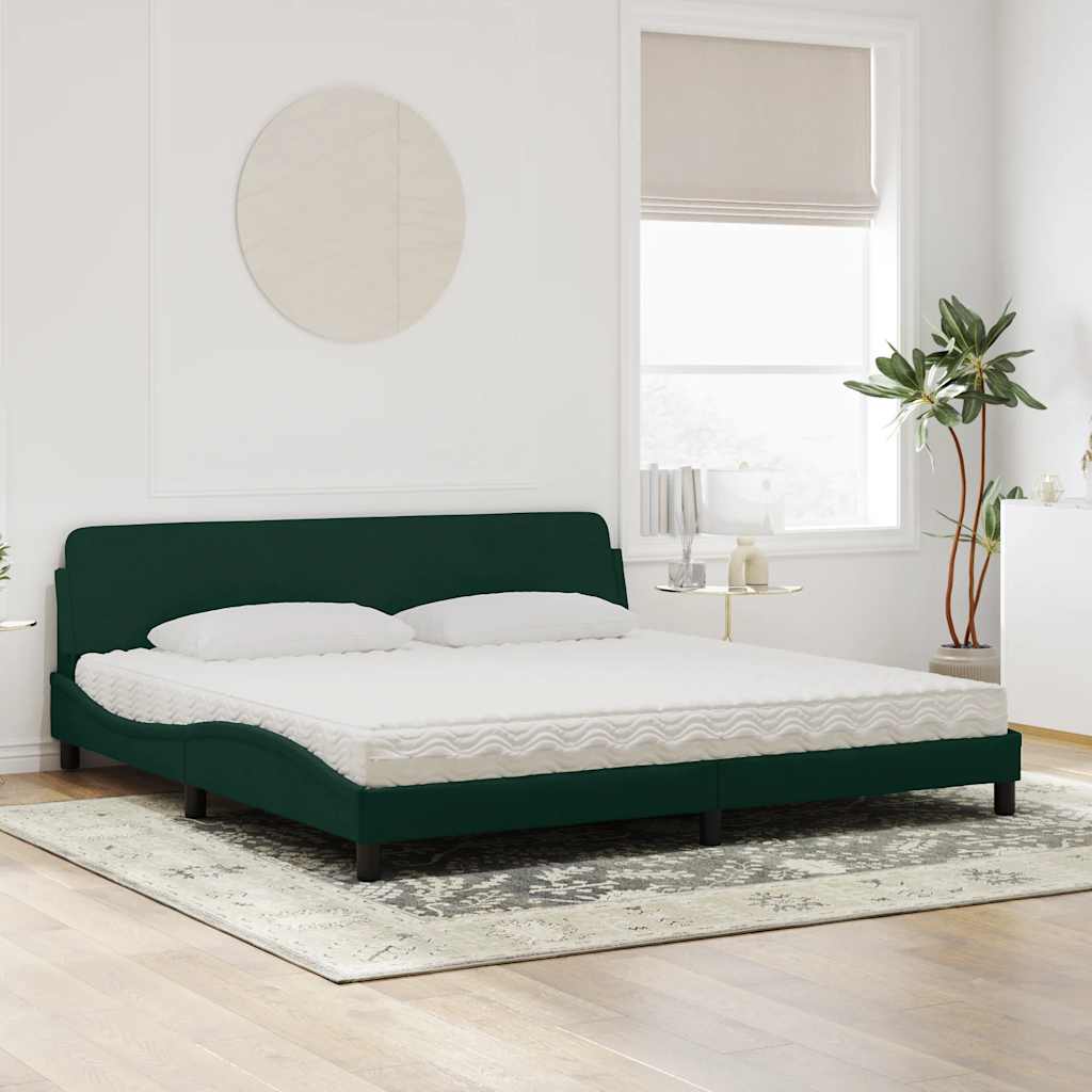 Krevet s madracem Dover tamnozeleni 200x200 cm baršunasti