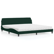 Krevet s madracem Dover tamnozeleni 200x200 cm baršunasti